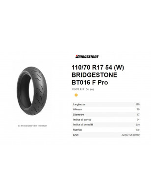 copertone Bridgestone 120/70-17 bt016 pro